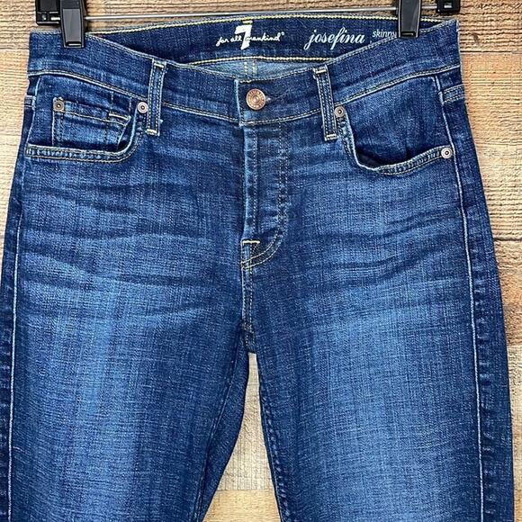 7 For All Mankind Dark Blue Skinny Jeans - Picture 2 of 10